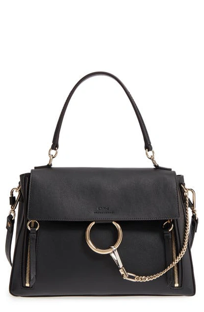 Shop Chloé Medium Faye Leather Shoulder Bag In Black