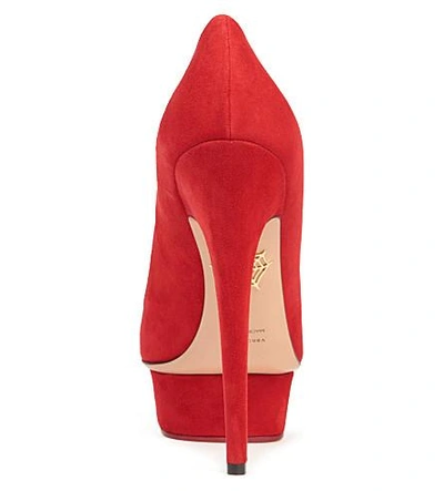 Shop Charlotte Olympia Dolly Tone Suede Platform Courts In Red