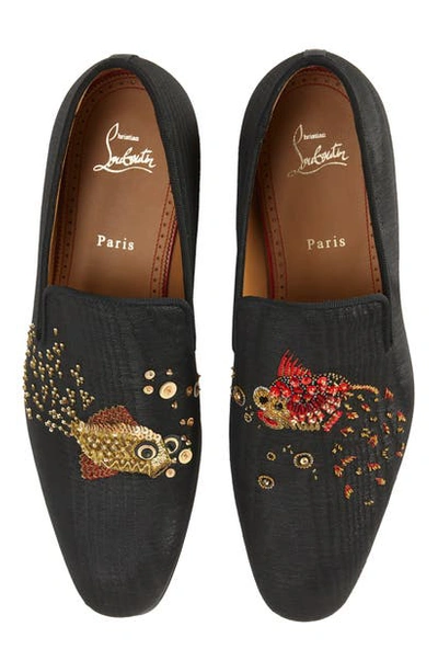 Shop Christian Louboutin Aqualac Beaded Loafer In Black