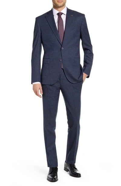 Shop Ted Baker Rove Trim Fit Plaid Wool Suit In Blue