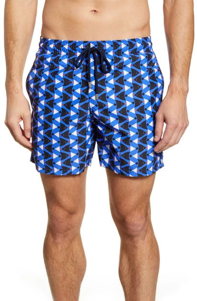 Shop Vilebrequin Moorea Re Mi Fa Soles Swim Trunks In Bleu Royal