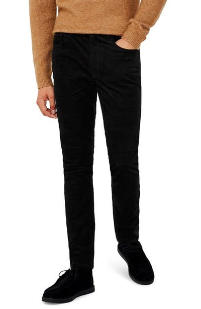 Shop Topman Microcord Skinny Fit Pants In Black