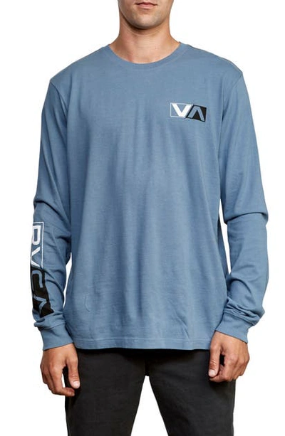 Shop Rvca Lateral Long Sleeve T-shirt In China Blue