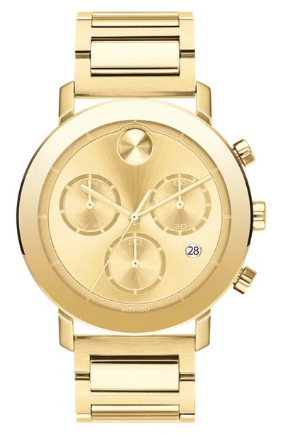 Shop Movado Bold Evolution Chronograph Bracelet Watch, 42mm In Gold