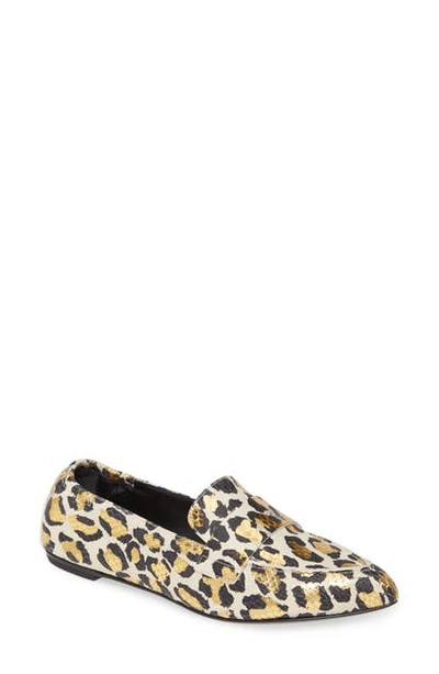 Shop Agl Attilio Giusti Leombruni Softy Pointy Toe Moccasin Loafer In Off White/ Gold Leopard