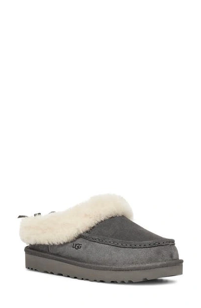 Shop Ugg Grove Genuine Shearling Trim Slipper In Charcoal Suede