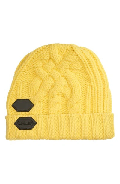 Shop Off-white Rubber Patch Cable Knit Wool Beanie In Yellow