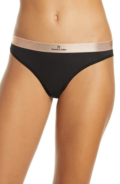 Shop Tommy John Second Skin Thong In Black