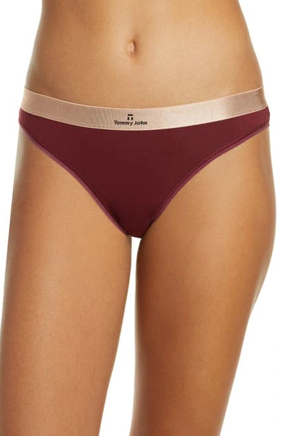 Shop Tommy John Second Skin Thong In Tawny Port