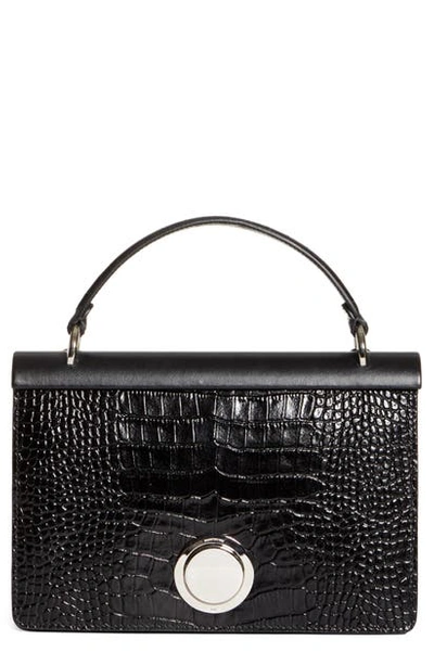 Shop Giambattista Valli Croc Embossed Calfskin Leather Top Handle Bag In Black