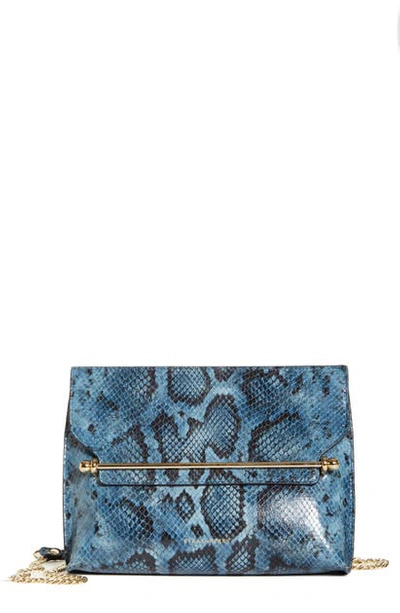 Shop Strathberry Stylist Mini Snake Embossed Leather Crossbody Bag In Illusion Blue