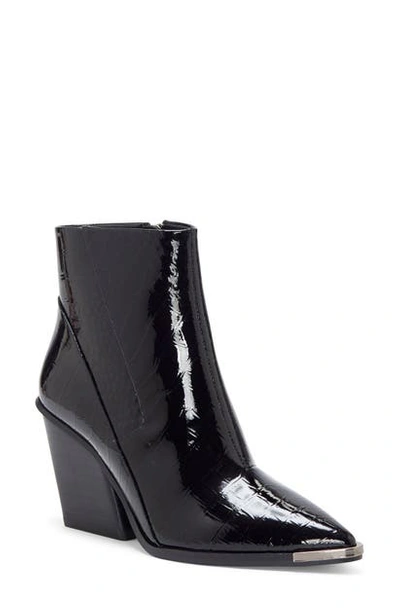 Shop Vince Camuto Anikah Pointy Toe Bootie In Black Leather
