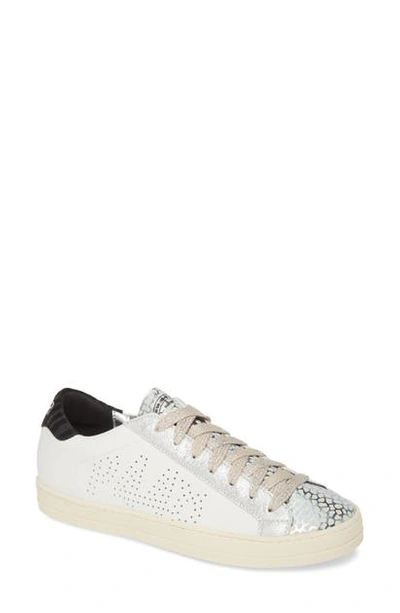 Shop P448 John Perforated Logo Sneaker In White / Silver