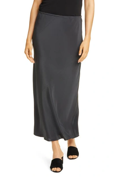 Shop Eileen Fisher Bias Cut Silk Maxi Skirt In Charcoal