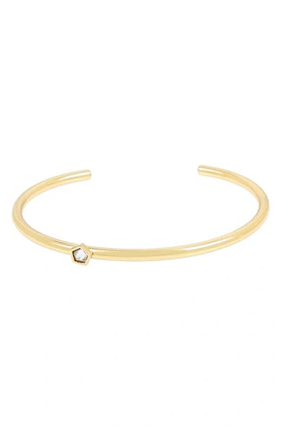 Shop Allsaints Hex Stone Cuff In Crystal/ Gold