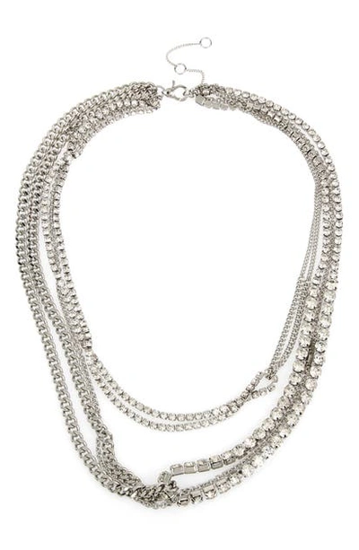 Shop Allsaints Multi-row Necklace In Crystal/ Rhodium