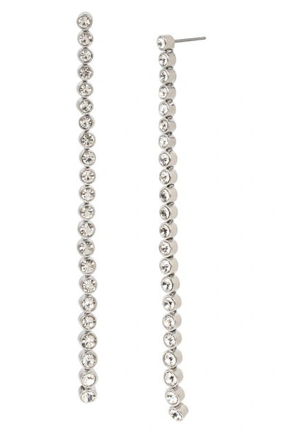 Shop Allsaints Crystal Dot Linear Earrings In Crystal/ Rhodium