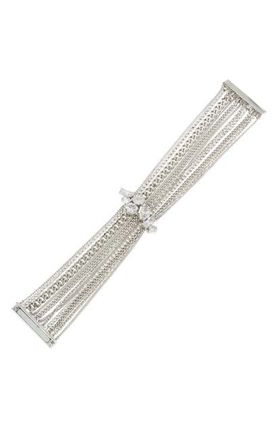 Shop Allsaints Crystal Multistrand Bracelet In Crystal/ Rhodium