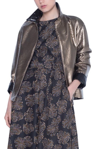 Shop Akris Punto Metallic Reversible Jacket In Gold/ Black