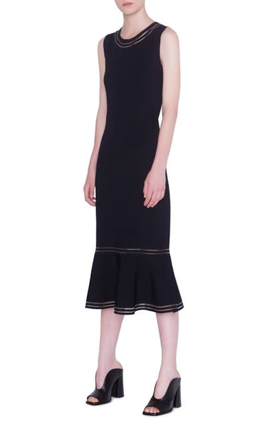 Shop Akris Punto Illusion Stripe Sleeveless Midi Dress In Black