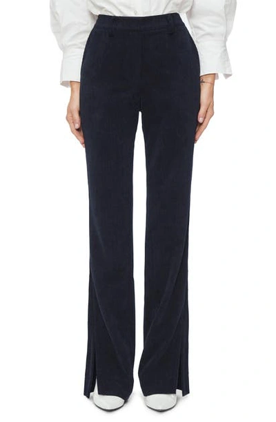 Shop Anine Bing Jocelyn Side Slit Corduroy Trousers In Navy