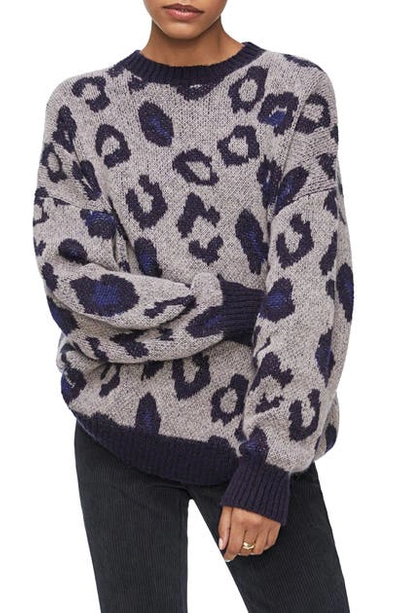 Shop Anine Bing Raigh Sweater In Cloud Blue Leopard