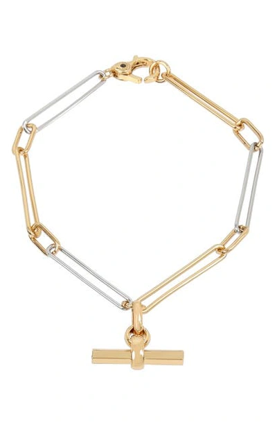 Shop Allsaints Mixed Link Chain Bracelet In Gold/ Rhodium