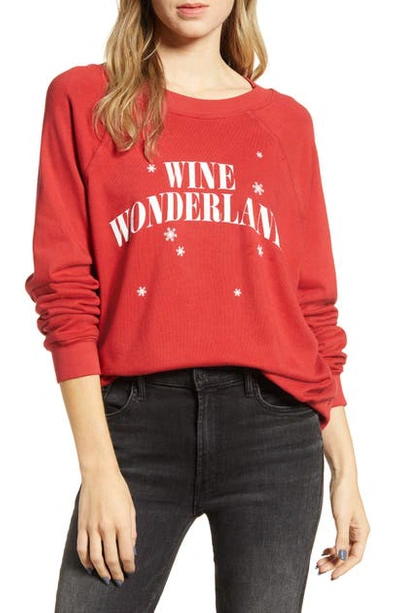 Shop Wildfox Wine Wonderland Cotton Sweatshirt In Pepper