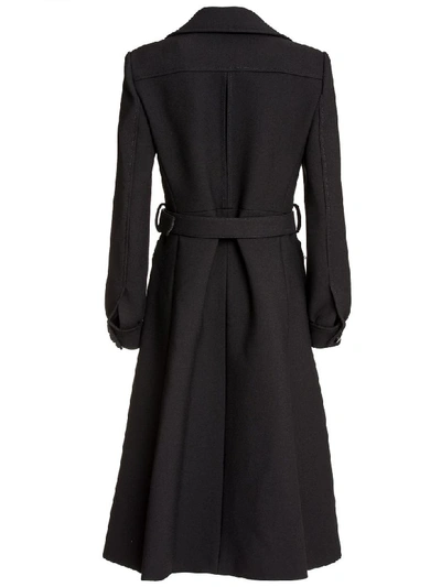 Shop Gucci Belted Wool Coat In Black