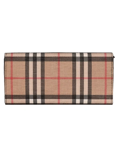 Shop Burberry Heron Check Continental Wallet In Black