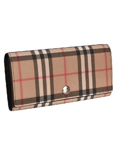 Shop Burberry Heron Check Continental Wallet In Black