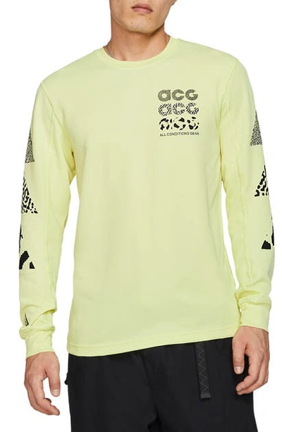 Shop Nike Acg Long Sleeve Waffle Knit T-shirt In Luminous Green