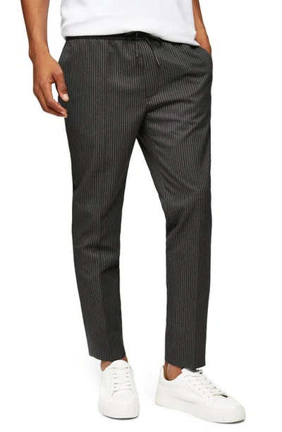 Shop Topman Pinstripe Pants In Charcoal