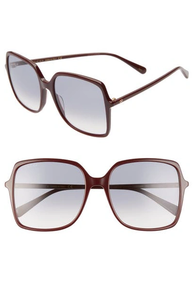 Shop Gucci 57mm Square Sunglasses In Burgundy/ Blue Gradient