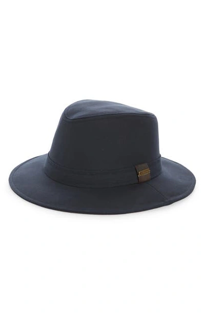 Shop Barbour Vintage Wax Bushman Fedora In Royal Navy