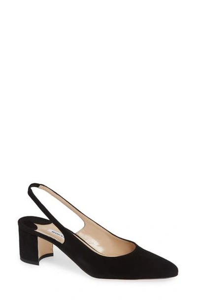 Shop Manolo Blahnik Allurasa Slingback Pump In Navy