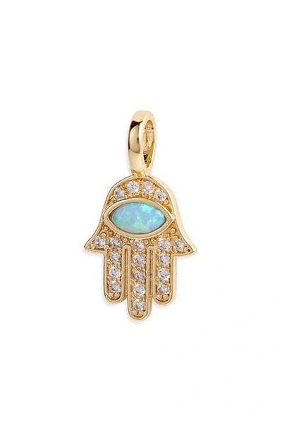Shop Melinda Maria Icons Opal Hamsa Charm In Gold/ Blue