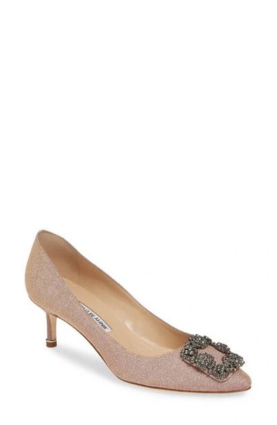 Shop Manolo Blahnik Hangisi Crystal Embellished Pointed Toe Pump In Bronze