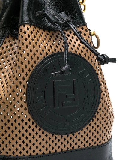 Shop Fendi Tan Mon Tresor Bucket Bag Black In Neutral