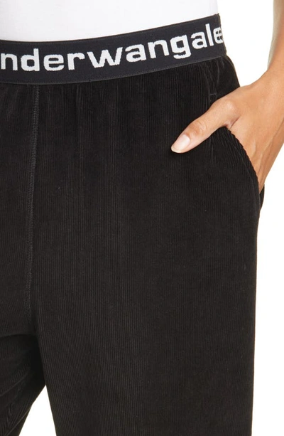 Shop Alexander Wang T Logo Stripe Corduroy Pants In Black