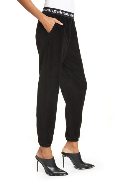 Shop Alexander Wang T Logo Stripe Corduroy Pants In Black