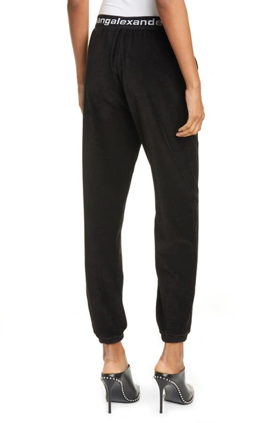 Shop Alexander Wang T Logo Stripe Corduroy Pants In Black