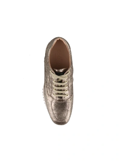 Shop Hogan Interactive Sneakers In Laminate Gold