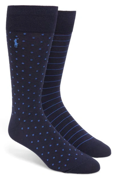 Shop Polo Ralph Lauren 2-pack Neats Slack Socks In Navy