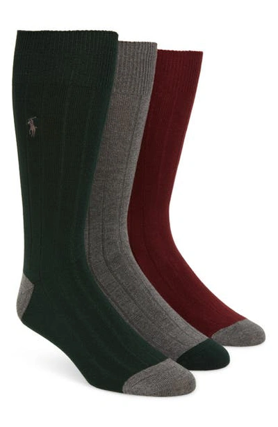 Shop Polo Ralph Lauren 3-pack Ribbed Socks In Forest