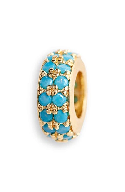 Shop Melinda Maria Icons Small Pave Spacer Charm In Gold/ Turquoise