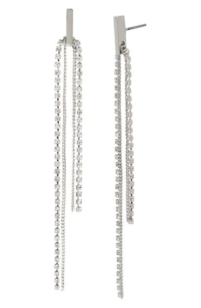 Shop Allsaints Crystal Chain Drop Earrings In Crystal/ Rhodium