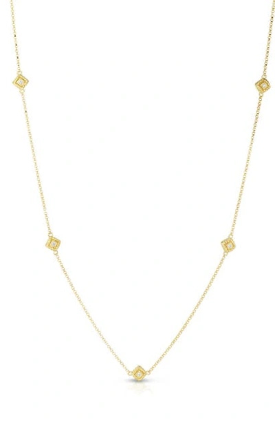 Shop Roberto Coin Palazzo Ducale Diamond Station Necklace In Diamond/ Gold