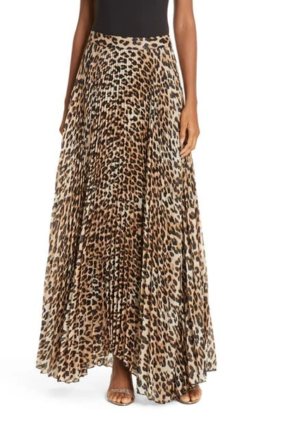 Shop Alice And Olivia Katz Pleat Maxi Skirt In Spotted Leopard Multi