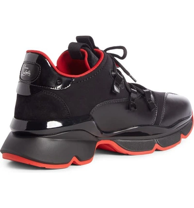 Shop Christian Louboutin Red Runner Sneaker In Black/ Black